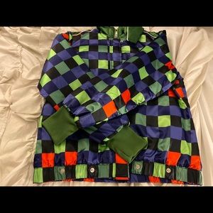 Adidas multi checkered color bomber jacket xL